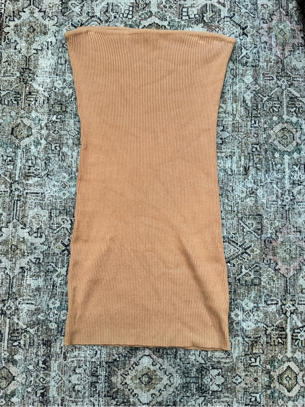 Kendall & Kylie Ribbed Strapless Knit Dress in Rust Orange